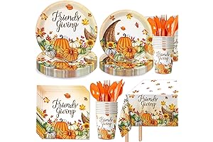 169PCS Friendsgiving Party Supplies Thanksgiving Disposable Dinnerware Set Paper Plates Napkins Cups...