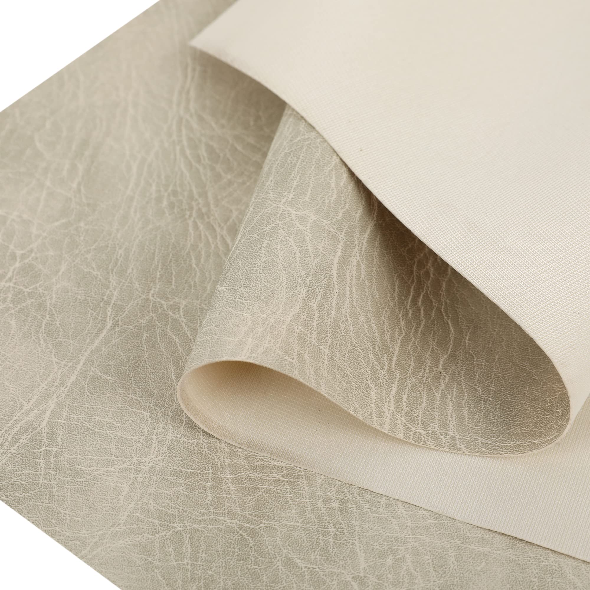 Faux Leather Leatherette Vinyl Leather Cloth Upholstery Fabric Material.Width140 (Ivory, Sample 10x10cm)
