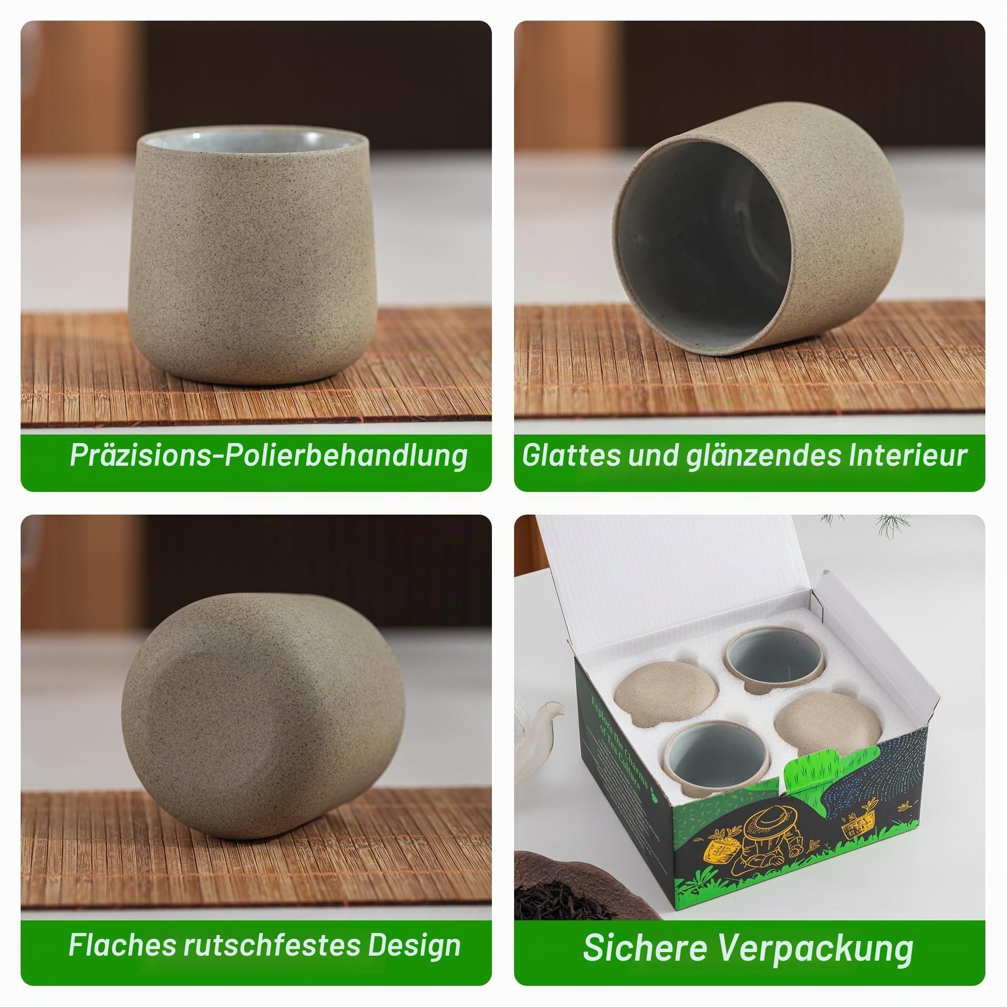 TEANAGOO Japanische Teetasse aus Keramik, 205 ml, Dunkelgrau, H4,Japanische Teetassen, Chinesische Teetasse, Asiatische Teetassen, Asiatische Teetassen, Teetasse Tee Tassen