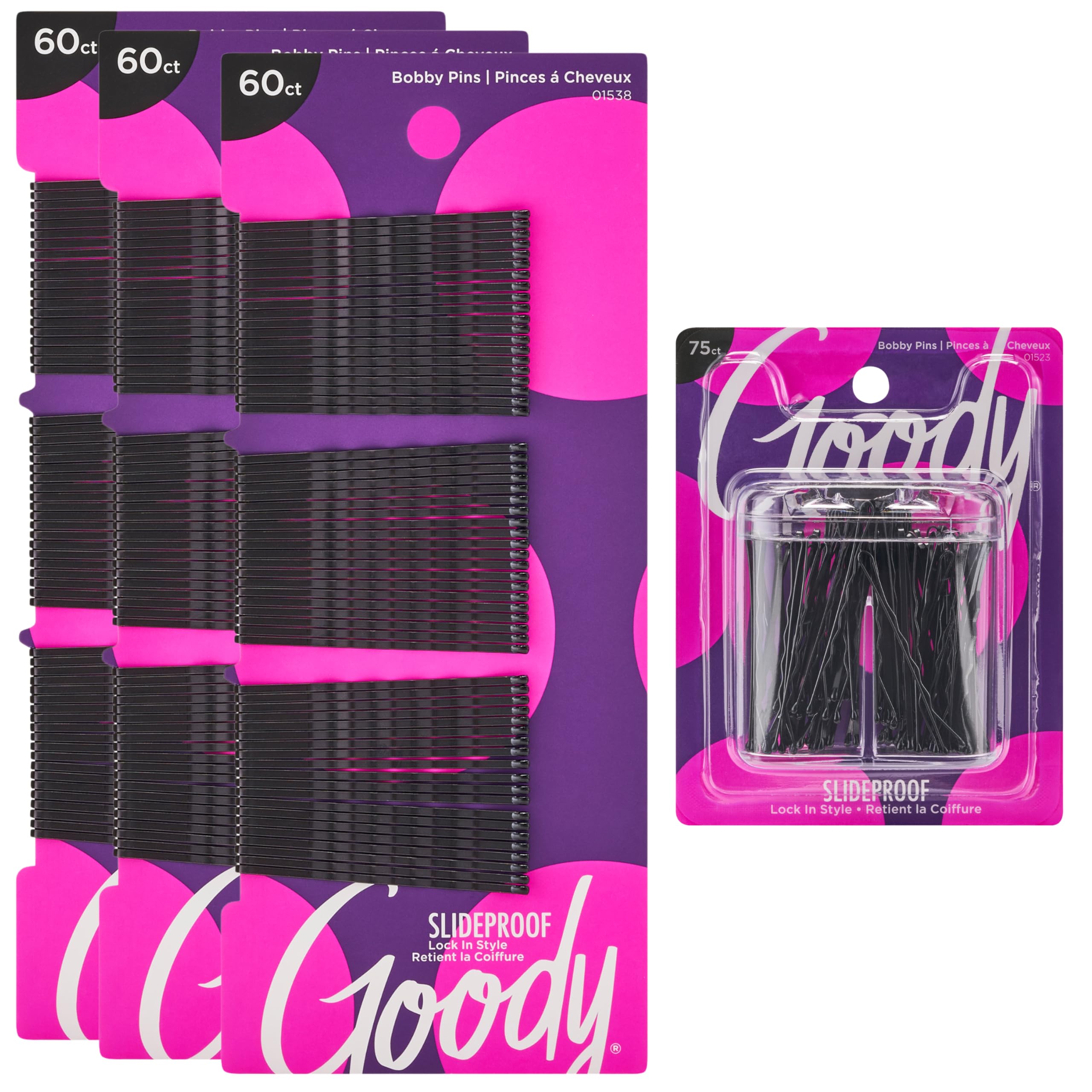 Goody 255-Piece Black Bobby Pin Kit with Magnetic Holder - Ultra-Strong All-Day Hold for Thick, Thin & Curly Hair - Tangle-Free Salon Quality Hair Pins for Updos, Everyday Styling & Events