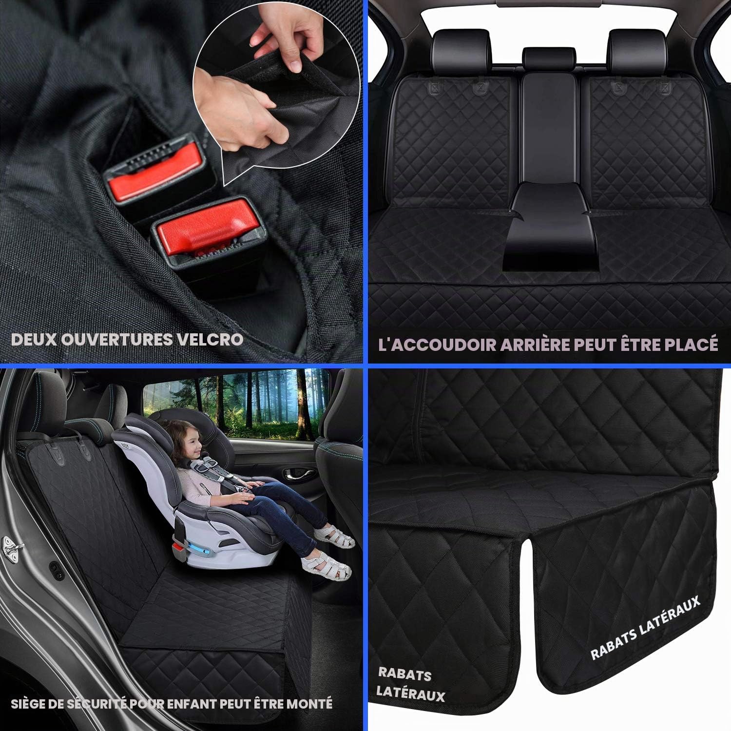 Housses Protection Chien Voiture, 54" W x 47" L | Housse de Siège D'auto pour Chien, pour La Plupart des Voitures,Antidérapant et Résistant Aux Rayures