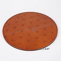 Vista 2 de Curawood Tablero de rejilla de cristal para piedras, tablero de geometría sagrada de flor de la vida de 10 pulgadas de diámetro, amplifica el poder