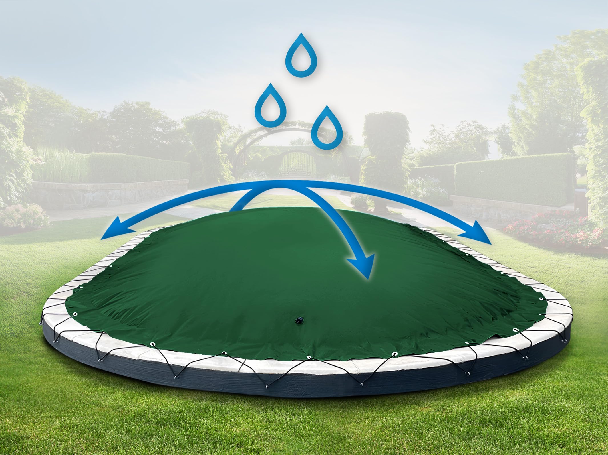 ANKO PLANEN Cubierta de Piscina Hinchable Ovalada – Lona de Cobertura Premium para Piscina – solución Ideal para el Invierno AirDeluxe (10,00m x 5,00m, Verde)