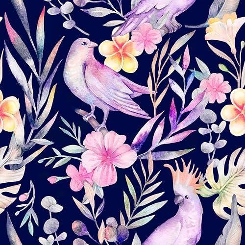 Papel tapiz de pájaros tropicales para despegar y pegar, extraíble, floral, hojas verdes, bohemio, fácil de despegar, autoadhesivo, impermeable,