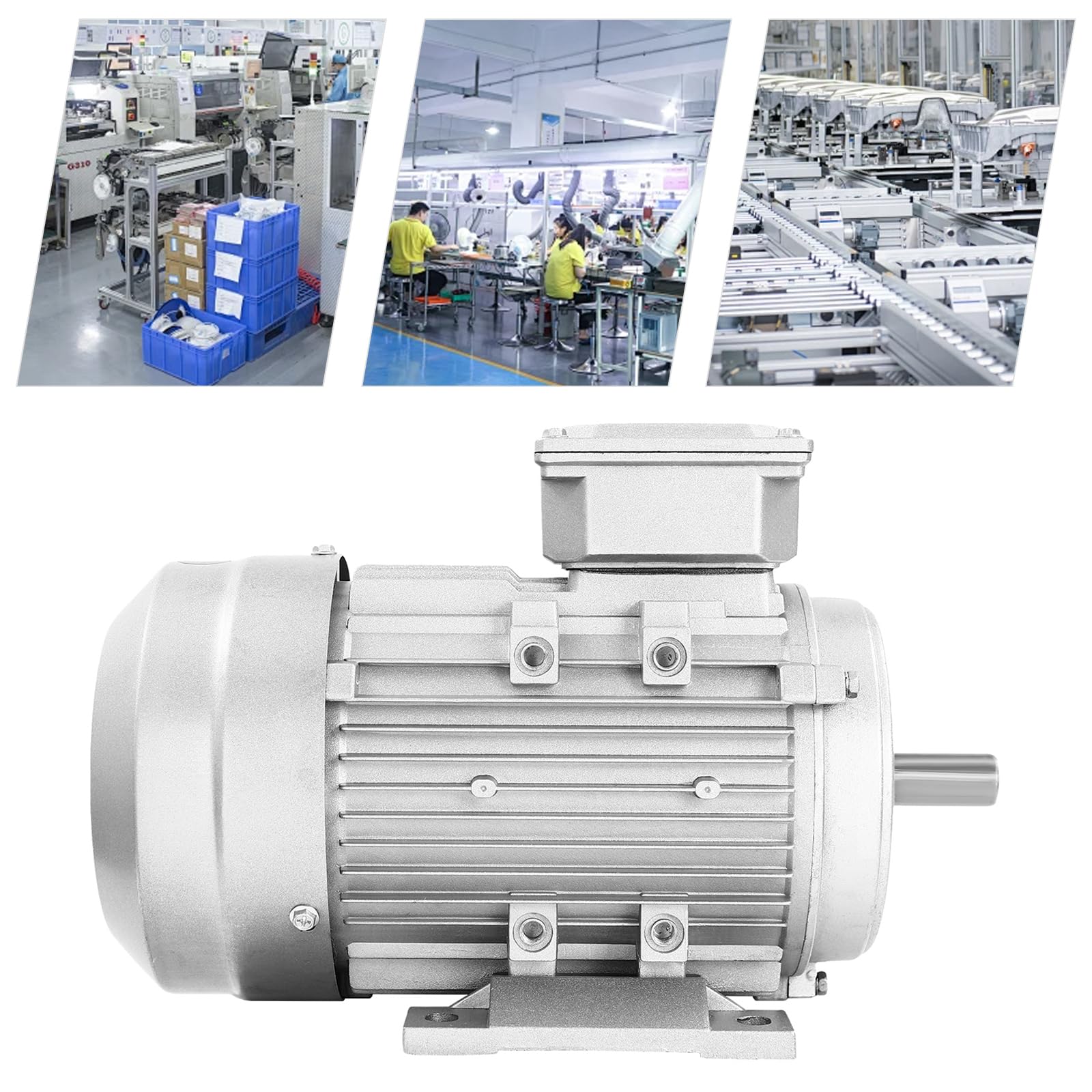 KiwiHood Driefasige elektromotor, 750 W, IP55 bescherming, 1400 omw/min, krachtige aluminium motor met 14 mm as, koelventilator, voor compressoren, pompen, ventilatoren, machines
