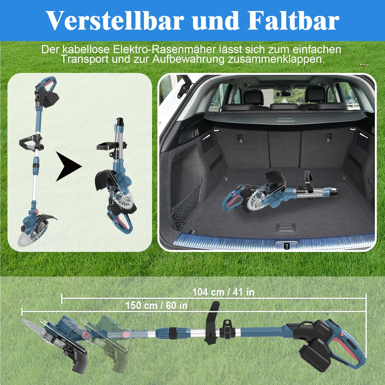 Desbrozadora de batería para baterías Makita, 5 en 1 con batería y cepillo para malas hierbas, batería de desbrozadora de 21 V, con 2 baterías de 4,0 Ah y cargador, motor sin escobillas de 750 W