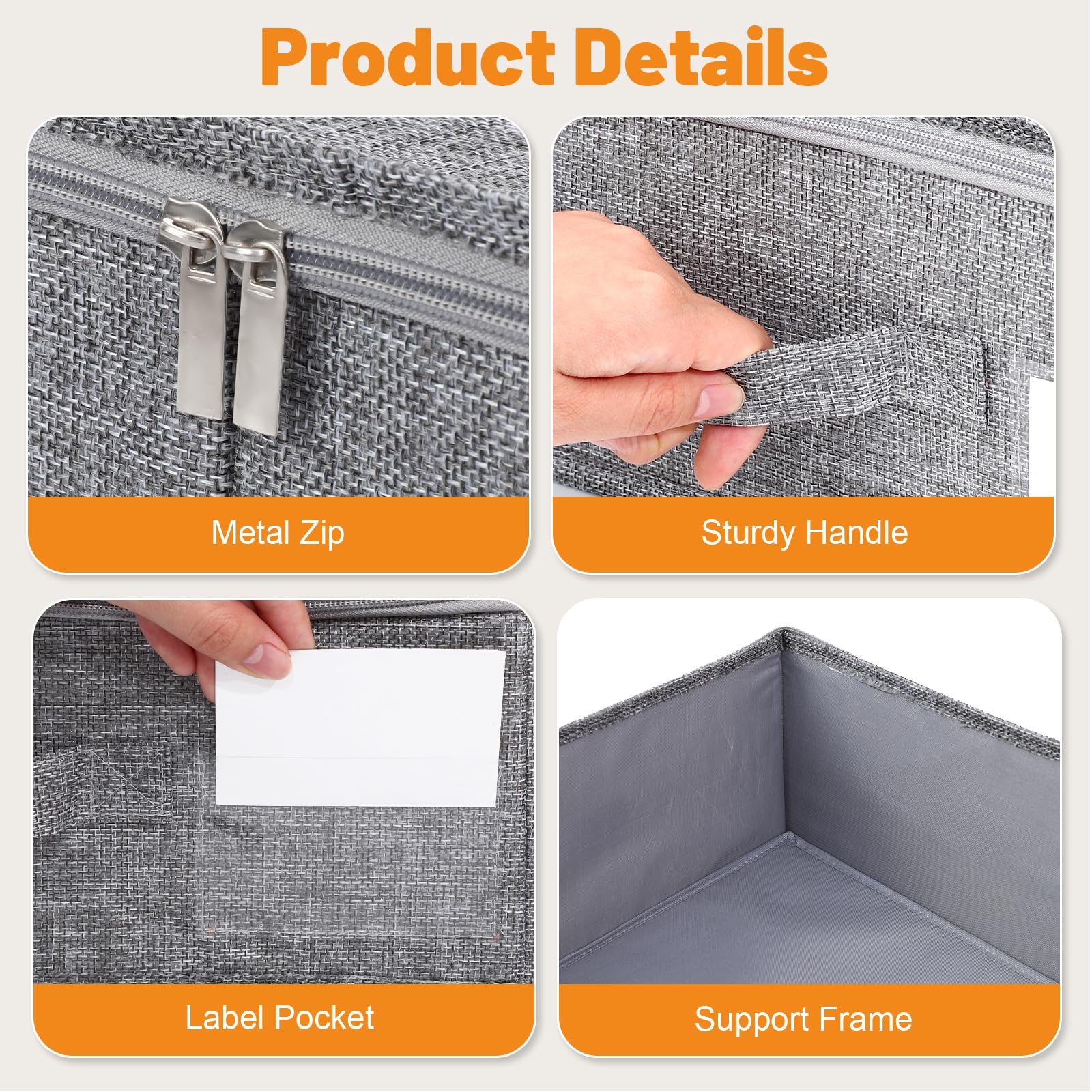 Dntorx 2 Pack 50L UnderBed Storage Box with Lid, Foldable Linen Storage Box with Sturdy Sidewalls/Bottom - Image 4