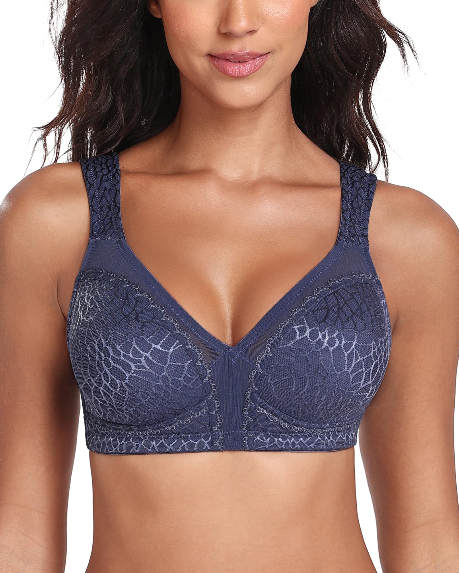 Lemorosy Women's Plus Size Full Coverage Non Padded Wireless Minimizer Bra