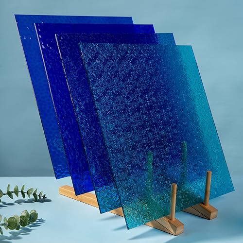 Miniatura 27 de Lanyani 2 hojas de vitrales de 12 x 12 pulgadas para manualidades, paneles de vitrales iridiscentes para mosaico de vidrio, suministros de vitrales