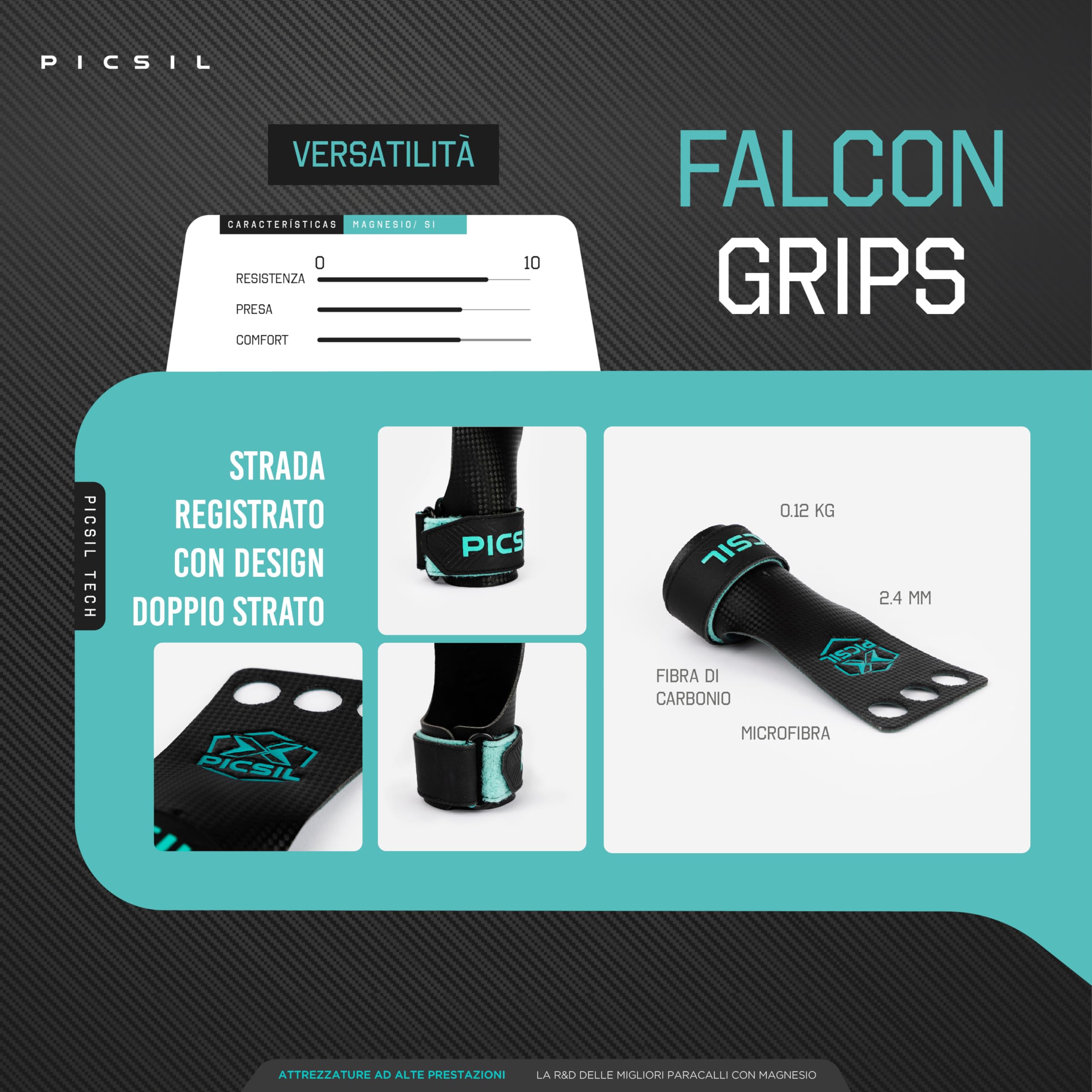 PICSIL Falcon Paracalli per Allenamento Funzionale, Protezione per Sollevamento Pesi, Muscle-Up, Ginnastica, Cross Training, 3 Fori