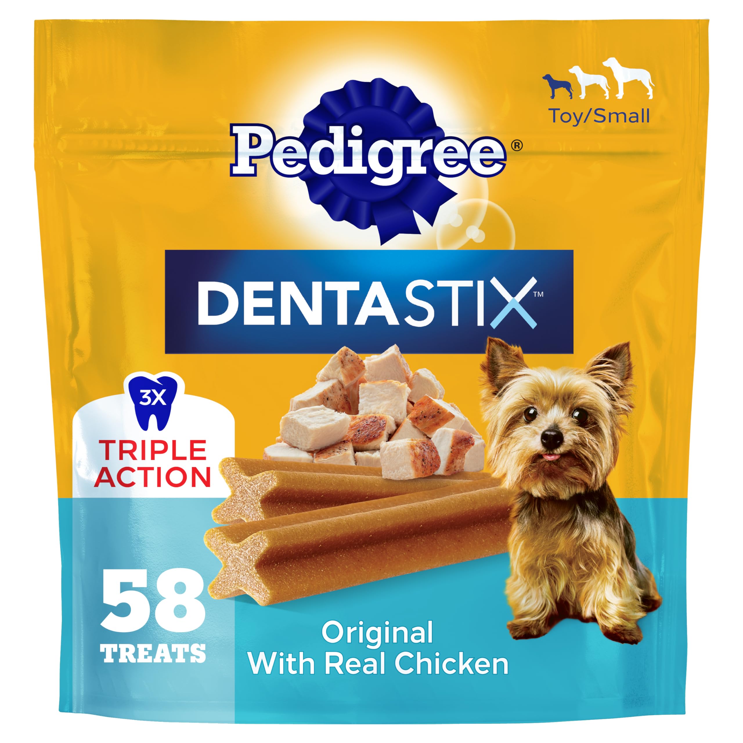 Pedigree Dentastix Dental Chews for Dogs, Small and Toy Breed Dog Treats, Original Flavor, 14 oz. Bag (58 Treats Total)