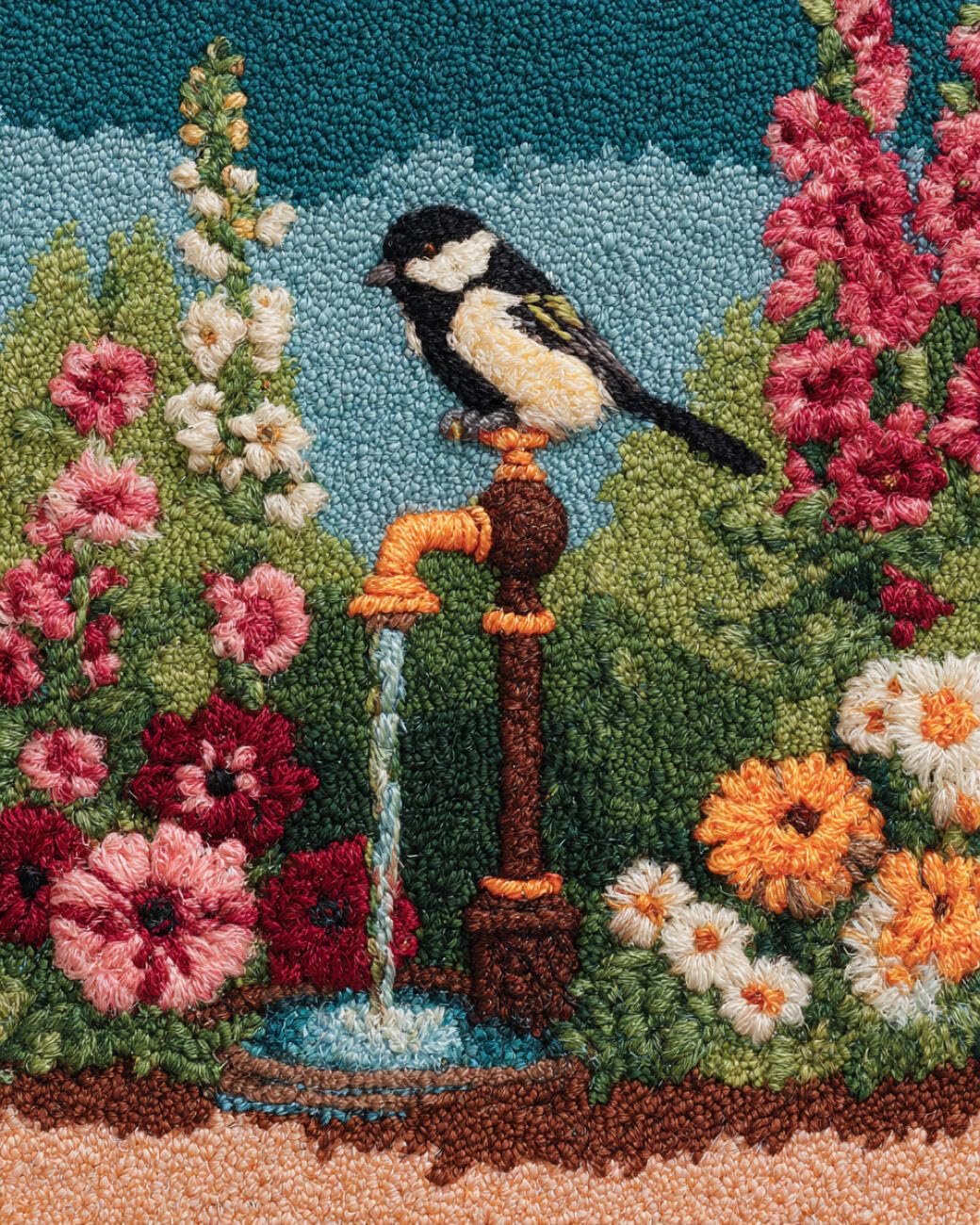 AMBATTERY Latch Hook Tapestry Kit Birds in the Garden 55x75cm