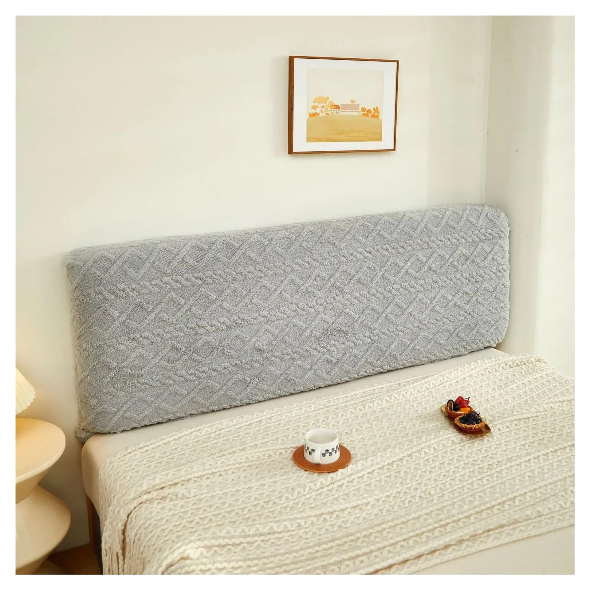 FGUJSUR Headboard Slipcover Dustproof Bed Cover Soft Touch Headboard, Back Protection Elastic All Inclusive(Grey,1.5M (140cm-160cm))