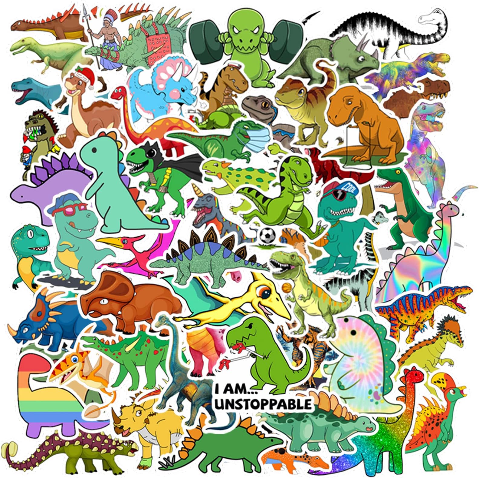 Hebraeos 100PCS Dinosaur Stickers, Cute Waterproof Cartoon Stickers for Kids, for Stationery, Luggage, Teaching Rewards