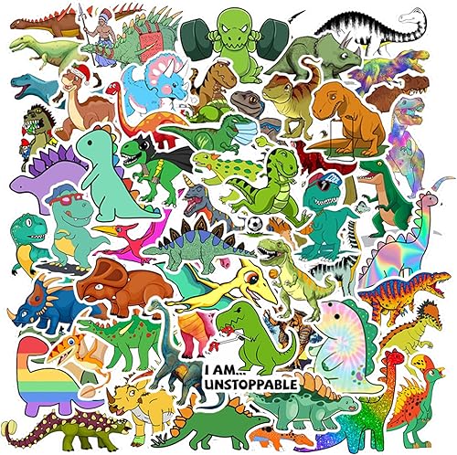 Miniatura 1 de 100 calcomanías de dinosaurio, lindas calcomanías impermeables de dibujos animados para niños, para papelería, equipaje, recompensas de enseñanza