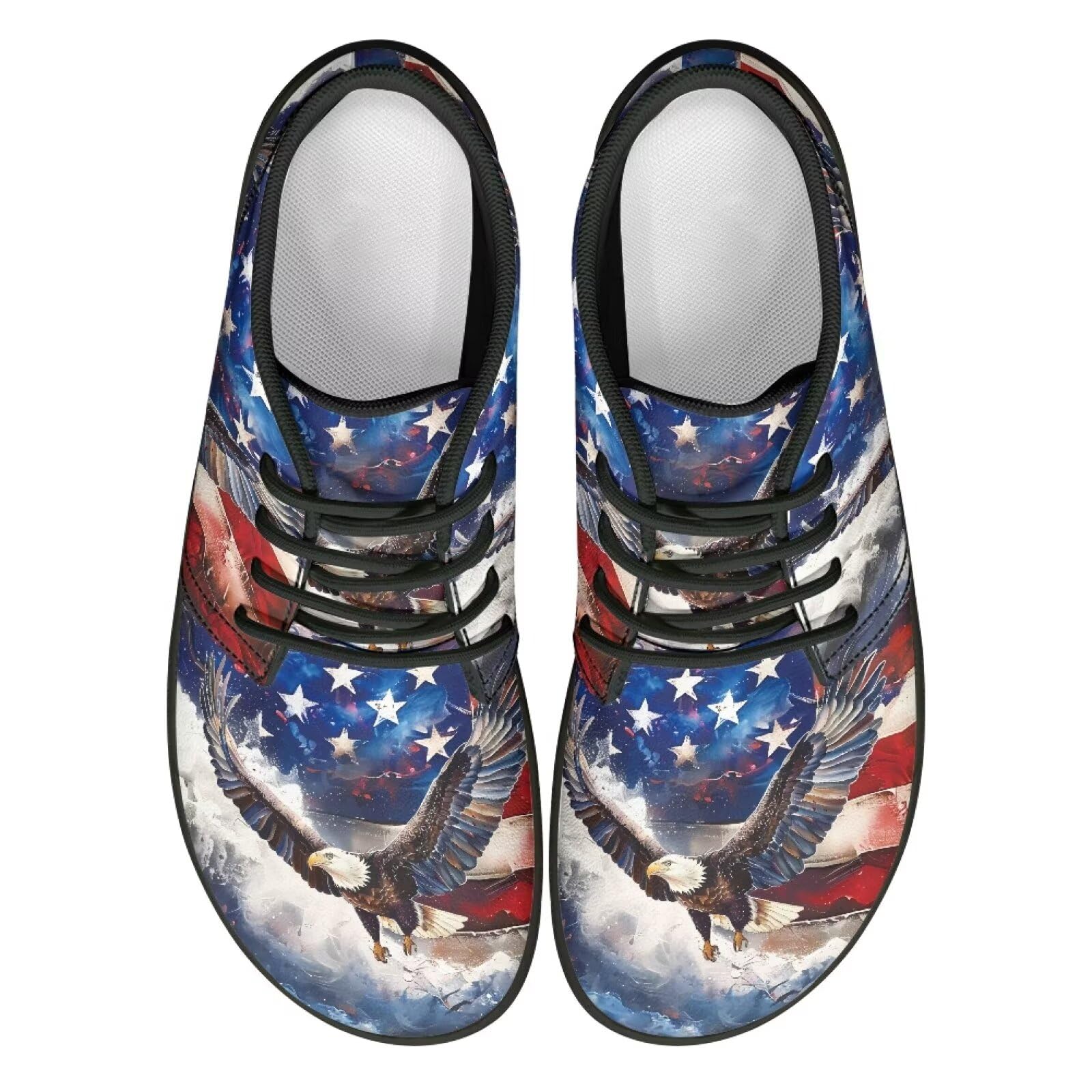 Mintulipy American Flag Eagle Hike Barefoot Shoes for Women Men, Pro Barefoot Shoes with Wide Toe Box,Patriotic Non-Slip Breathable Barefoot Water Shoes Hiking Walking Shoes Size 36-48