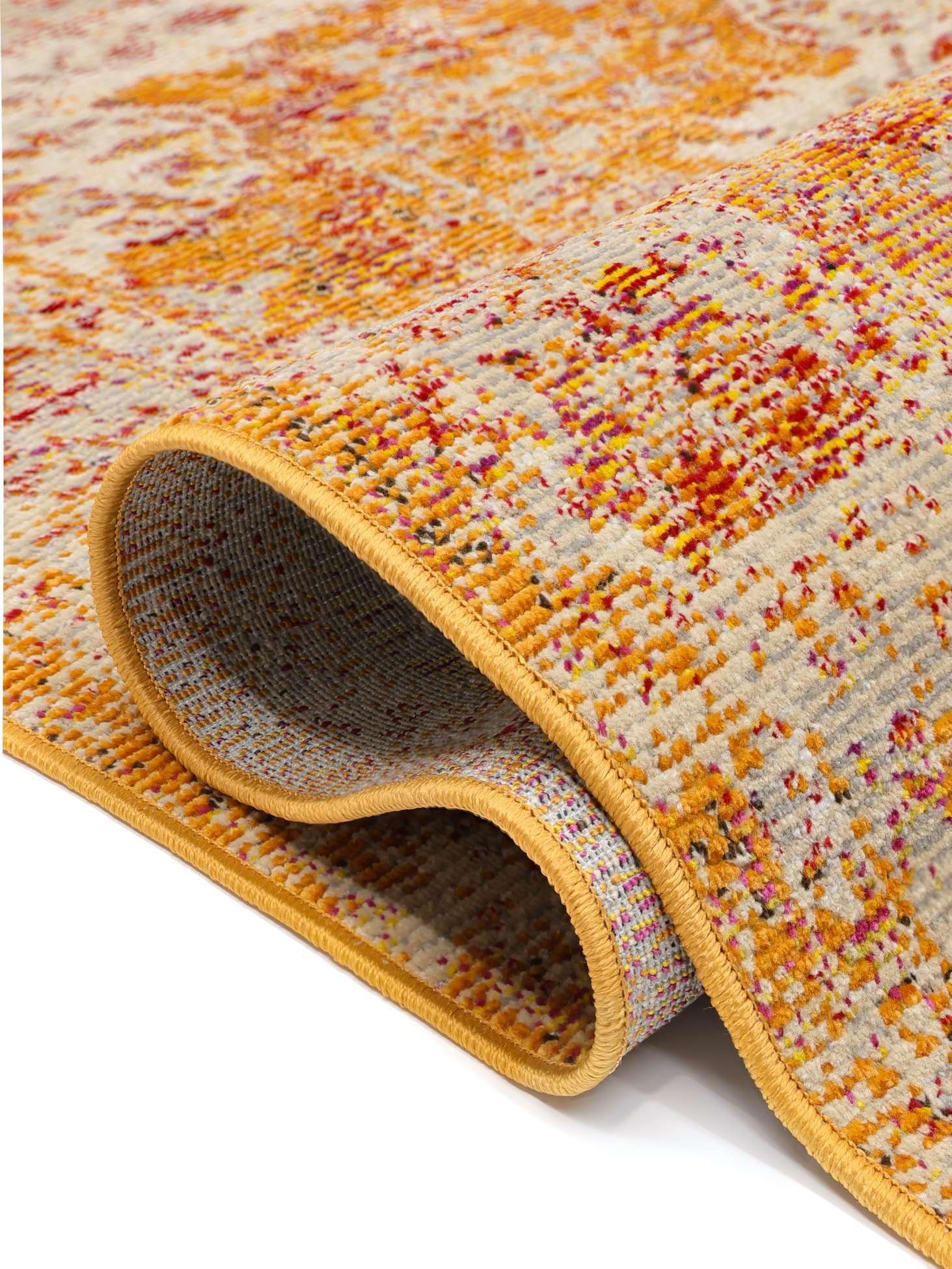 RugVista Nadia, Tapis, Vintage, 160 x 230 cm, Rectangulaire, Poil Moyen, Salle de séjour, à Manger, Chambre, Cuisine, Nettoyage Sec Seulement, Oeko_tex_100, Orange