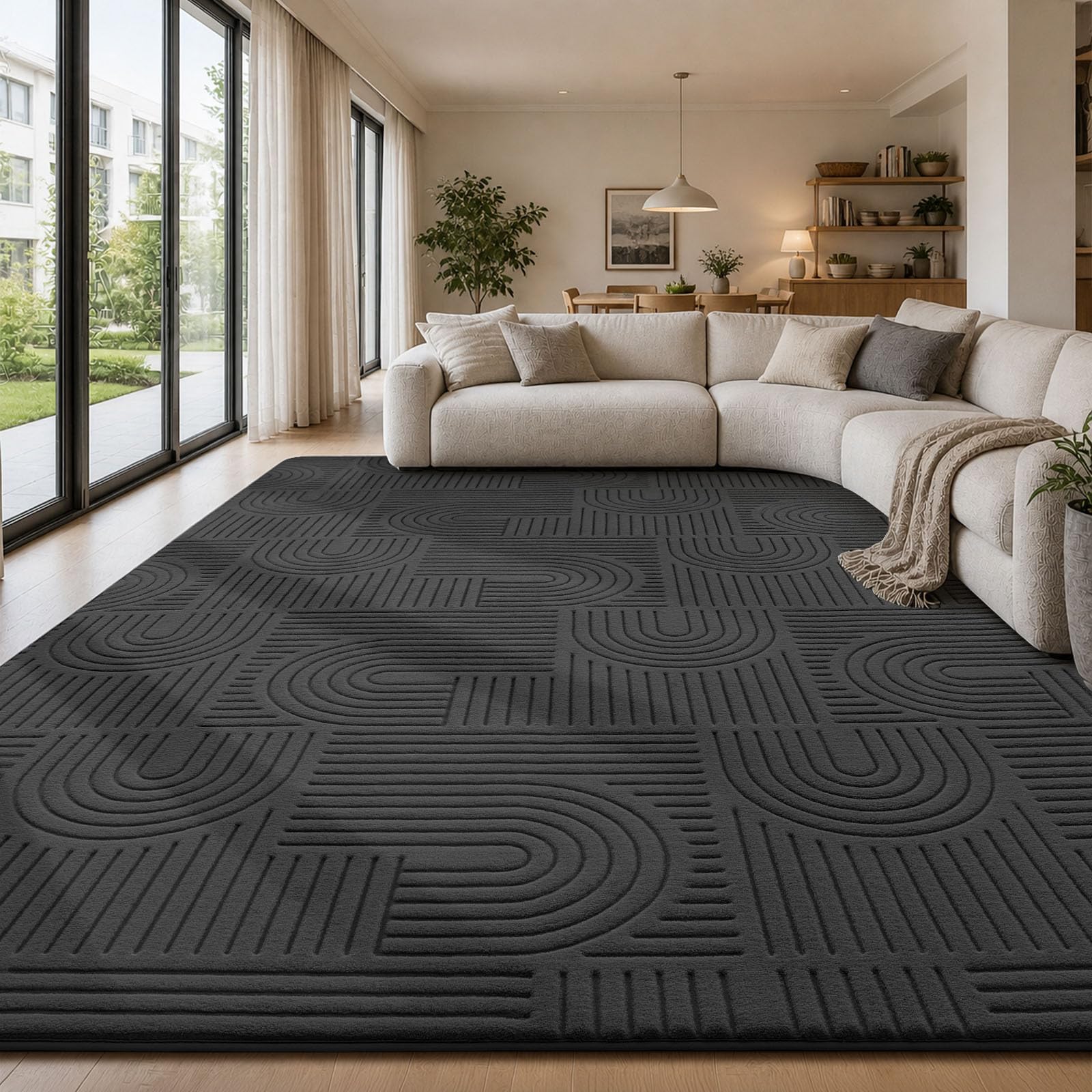 Sour Lemon Rugs Living Room Bedroom Large 200x300cm, Washable Black Carpet โ image 1
