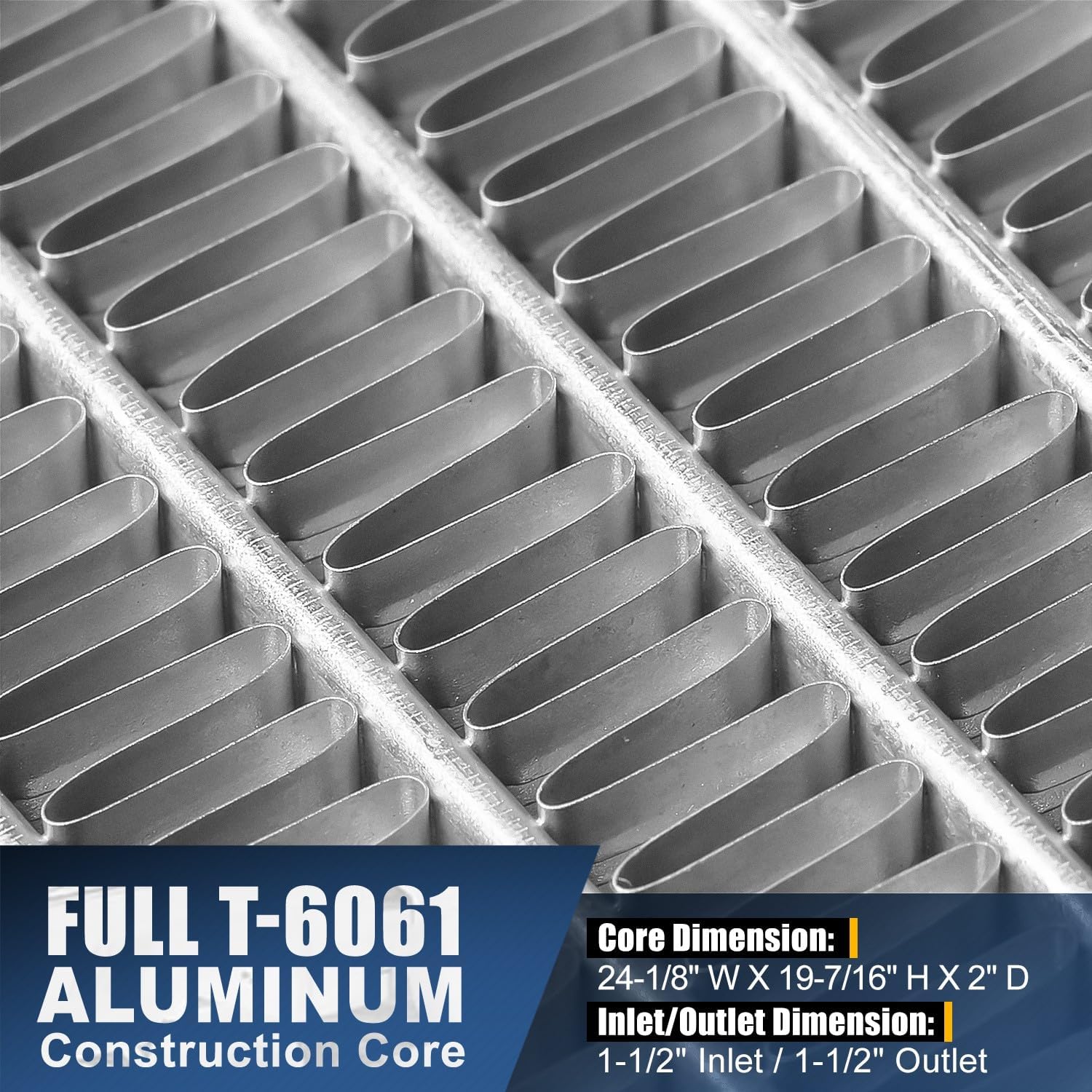 Auto Dynasty Radiator Compatible with 2005-2014 Ford Mustang MT, Full Aluminum 3-Row Radiator, 24-1/8" W X 19-7/16" H X 2" D, 1-1/2" Inlet/Outlet