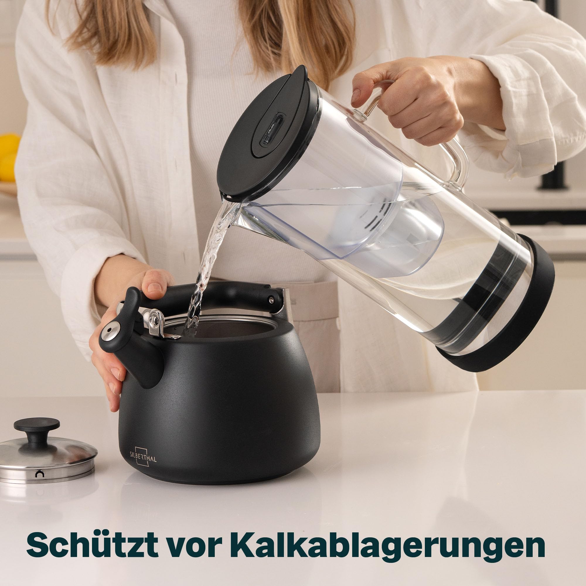 SILBERTHAL Wasserfilter Glas Karaffe 2,7 Liter - Kompatibel mit Maxtra+ - Reduziert Kalk und Chlor im Trinkwasser