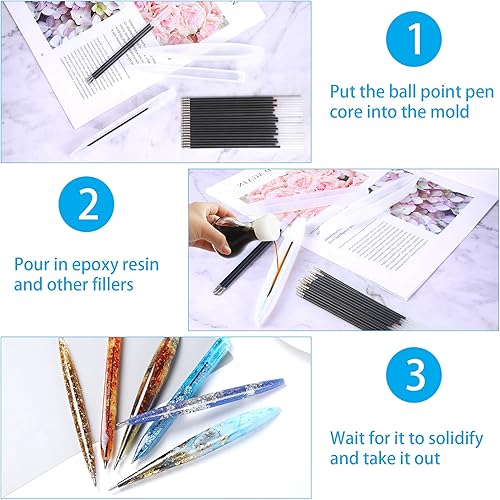 Miniatura 4 de JANYUN 75 repuestos para bolígrafos, repuestos de bolígrafo de tinta reemplazables para moldes de resina epoxi, moldes de fundición de resina,