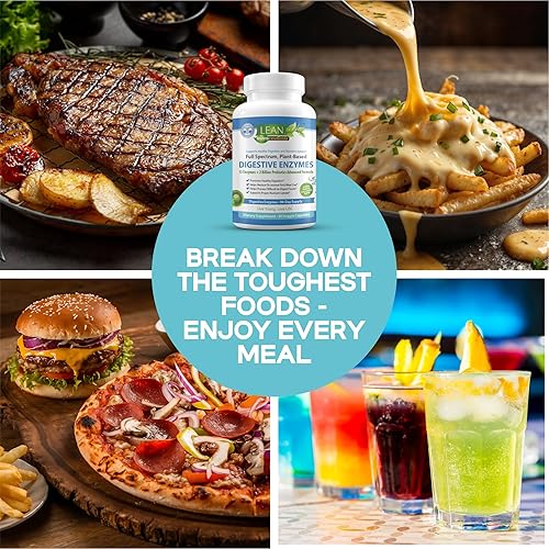 Miniatura 4 de Enzimas digestivas para la salud intestinal – Suplemento para aliviar la hinchazón y los gases – Apoyo del SII, enzima infundida con probióticos