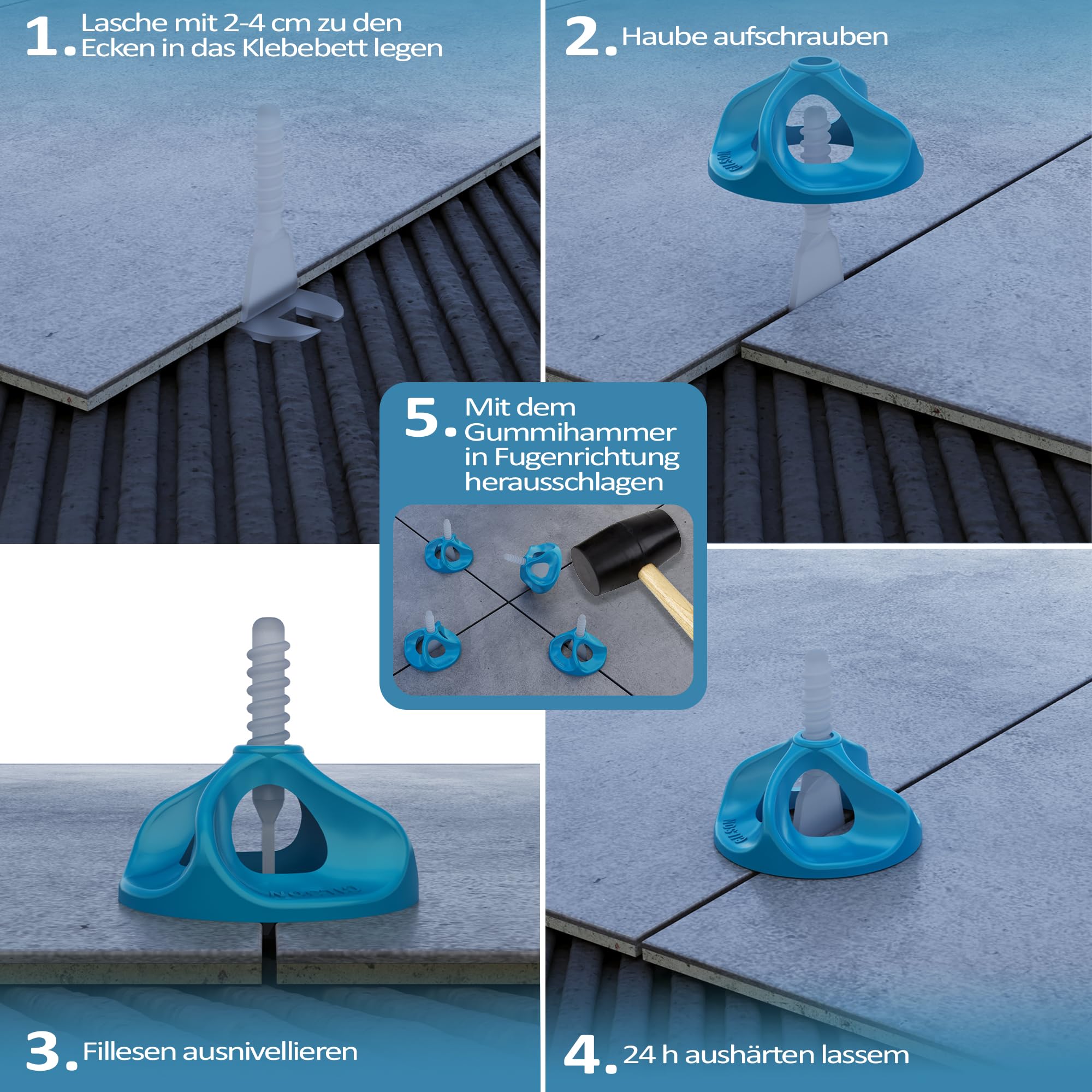 CILSON - Sistema di livellamento per piastrelle Tornado 1,5 mm, kit 500 linguette filettate, attrezzi per piastrelle fino a spessore 18 mm