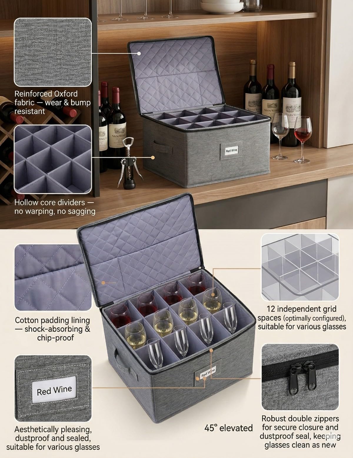 Umzugskarton Gläser Aufbewahrung Box für Besteck&Sektglas Pappe | Melivarone Gläserkarton: Stapelbare Aufbewahrungsbox für 12 Gläser. Sicherer Transport & Umzugskarton für Besteck & Geschirr.