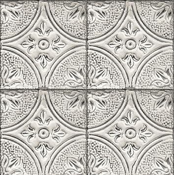 FunStick Old White Tin Tile Wallpaper Peel and Stick Vintage Faux 3D Embossed Wall Paper for Kitchen Backsplash Bedroom Ceiling Self Adhesive Wallpaper White Contact Paper for Walls Cabinets 17.5x118