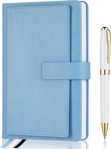 Miniatura 9 de Cuaderno de diario rayado ejecutivo, 256 páginas, rayas universitarias, cuero de tapa dura A5, bolígrafo incluido, con bolsillo para notas;