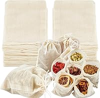 Vista 9 de TUZAZO Bolsas de Té Reutilizables - Paquete de 24 Bolsas de Gasa de Algodón Natural Sin Blanquear de Muselina Tipo Saquito para Colar Café Té e