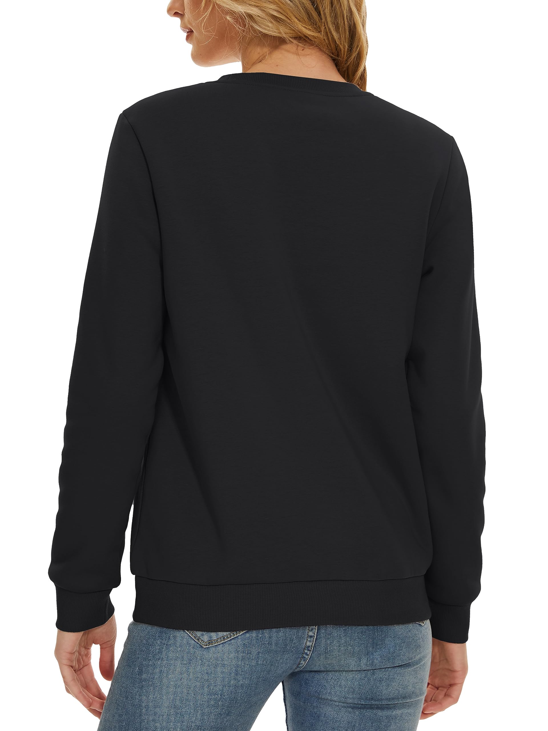 TACVASEN Suéter para Mujer Suéter de Algodón Camiseta de Manga Larga Sin Capucha Sudadera Básico de Invierno Sudadera de Lana Cálido Top Casual Blusa