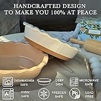 Vista 4 de MORA Molde de cerámica para hornear – 9 pulgadas – Plato profundo y estriado para tarta de manzana antigua, quiche, tartas, tartas, etc. – Plato