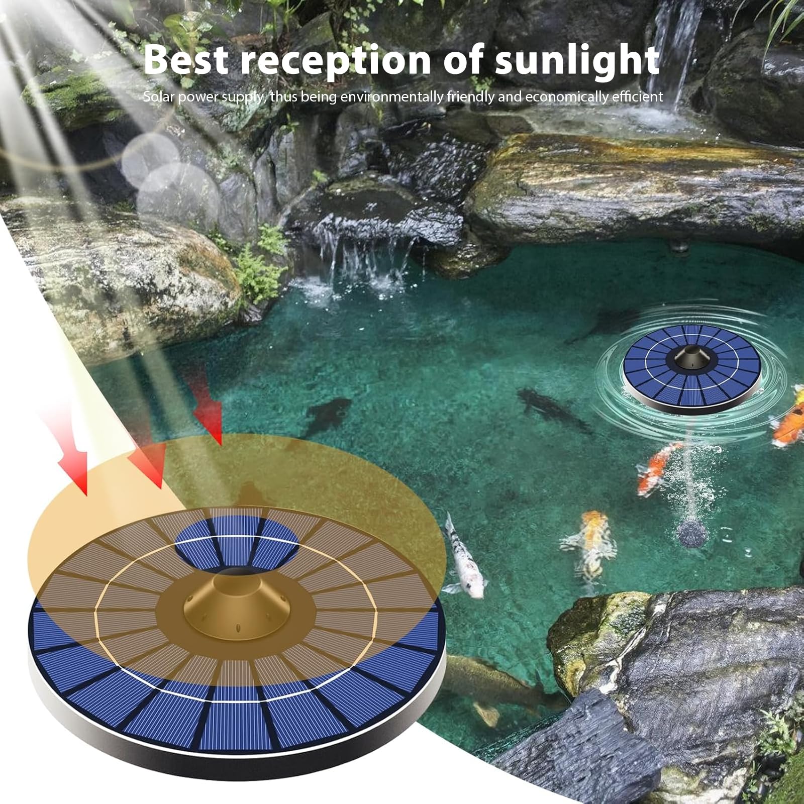 Porfoyo Solar Power - Aireador de oxígeno para estanques, bomba de oxígeno con batería de 2200 mAh, para acuarios, terrazas y estanques