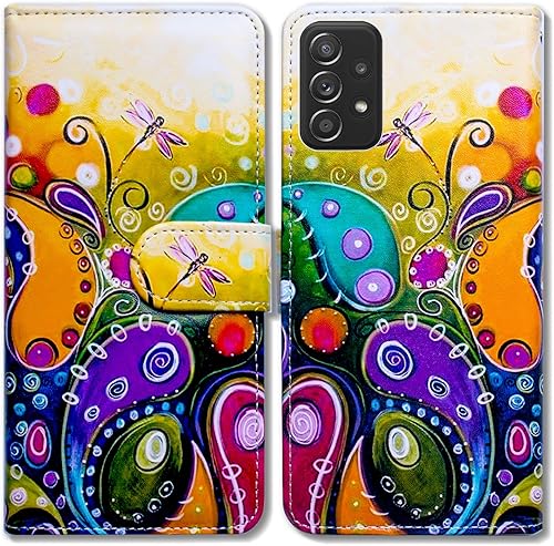 Funda para Galaxy A52 5G, colorida libélula de cuero con tapa para teléfono con ranura para tarjetas, soporte para Samsung Galaxy A52 5G 2021 disponible en Yaxa Costa Rica
