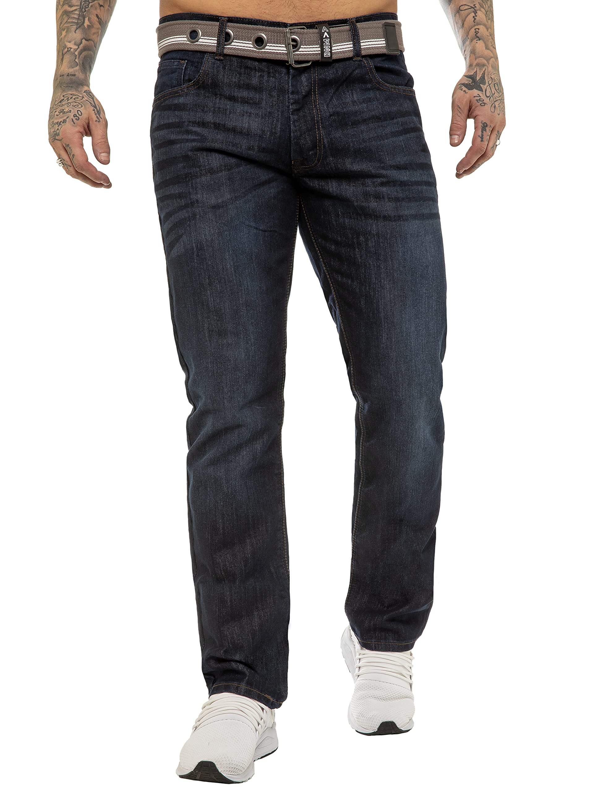 989Zé ENZO Mens Straight Leg Jeans Regular Fit Denim Trouser Pants UK EZ399 Indigo 44W / 34L