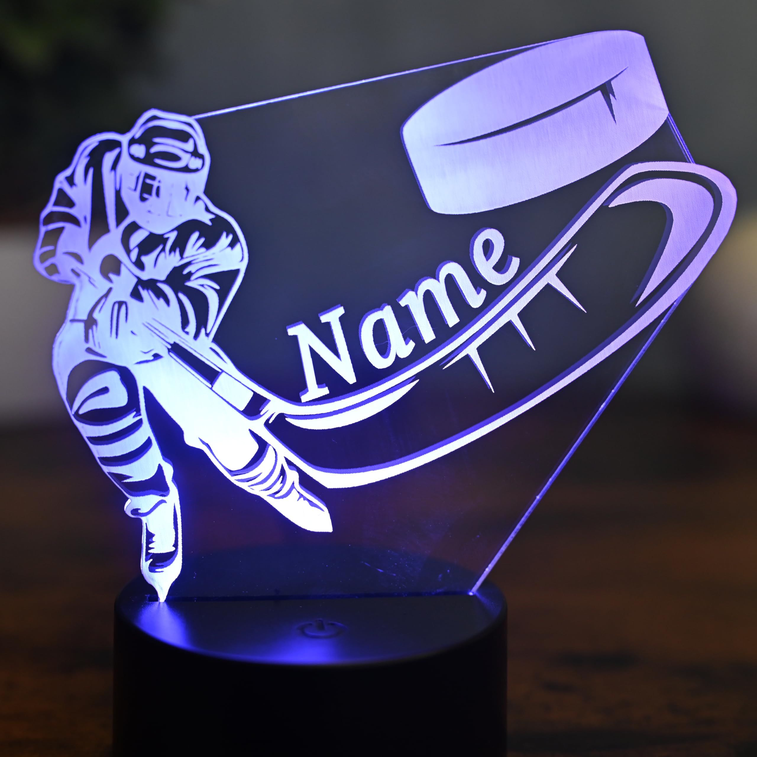 Lampada a LED per hockey su ghiaccio personalizzata: regalo per giocatori di hockey, decorazione da hockey, compleanno per bambini, idea regalo, luce notturna e decorazione per la casa