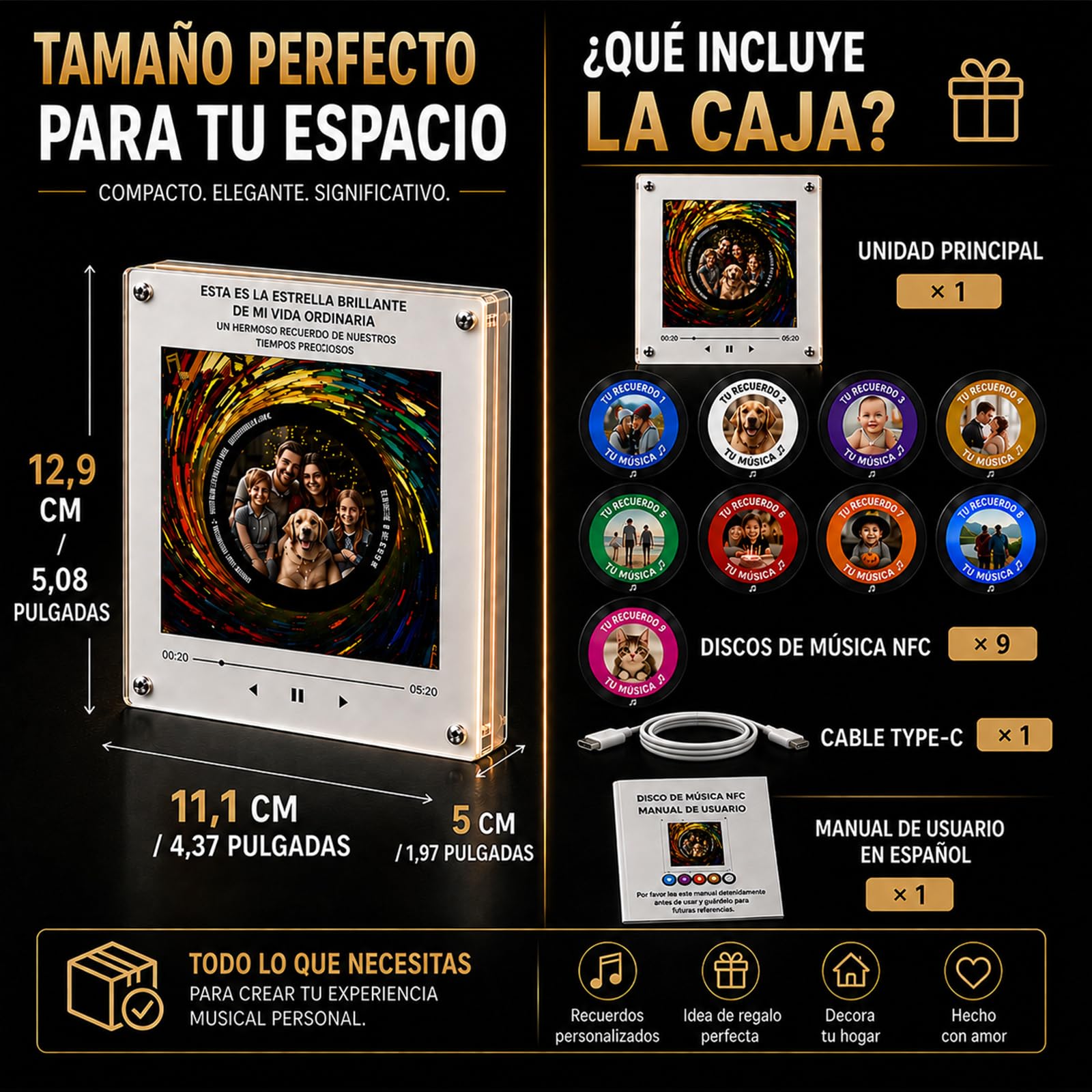 Imanes Personalizados Nevera con Música y Foto, Reproductor de música NFC