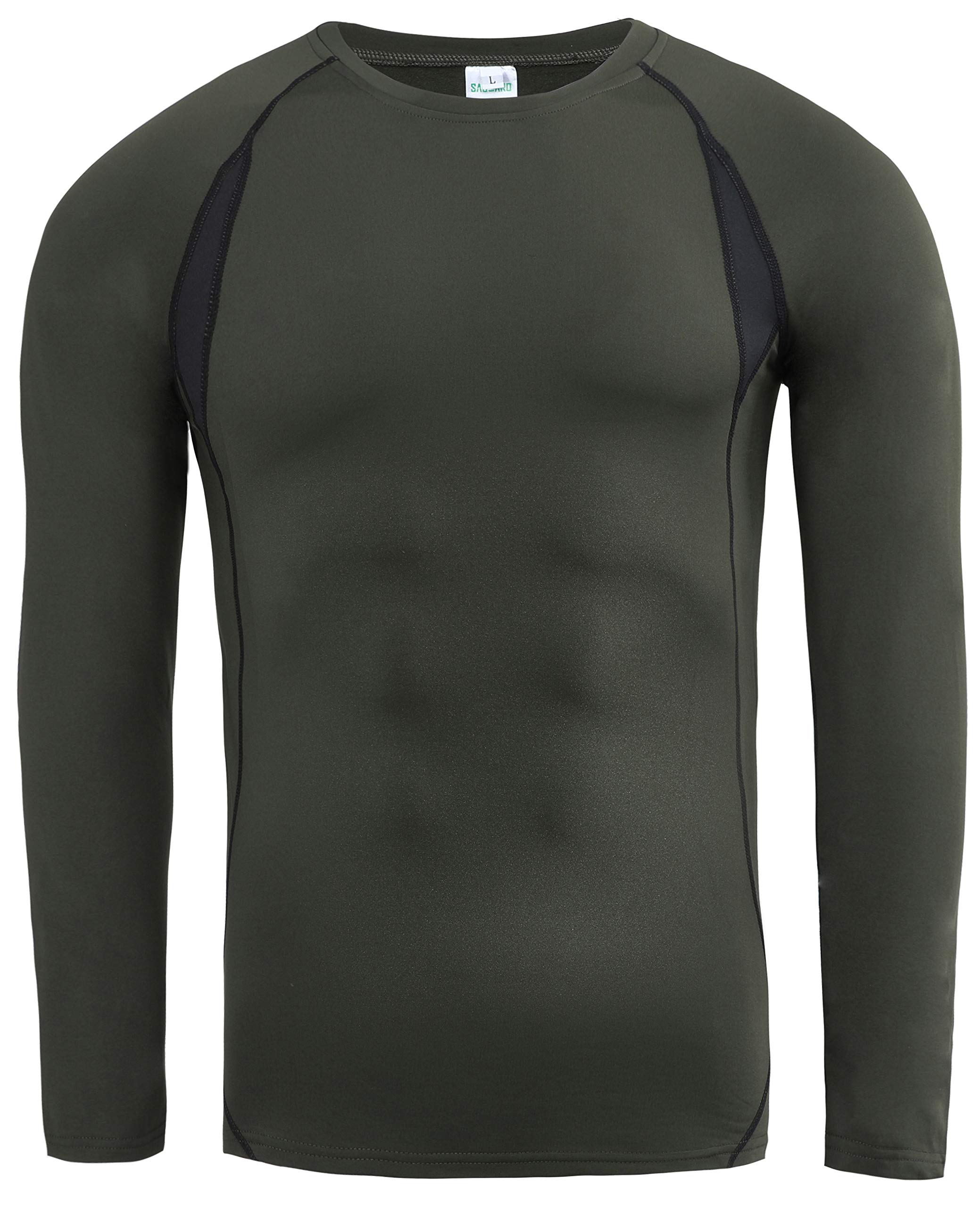 SAGUARO Męska zimowa bielizna termiczna, ciepła, oddychająca, bielizna narciarska, zestaw bielizny funkcyjnej, rozm. S-2XL, wojskowa zieleń, XL