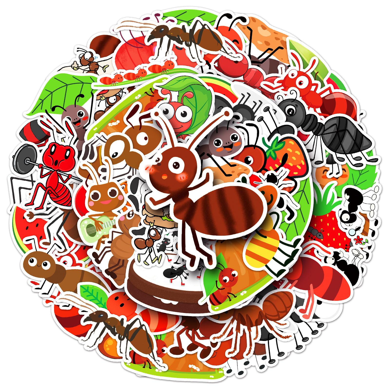 50Pcs Ant Stickers Laptop Car Scrapbook Phone Skateboard Suitcase Luggage Bike Ant Stickers Vinyl Waterproof Aesthetic Personalised Stickers for Teens Boys Girls Adults Children