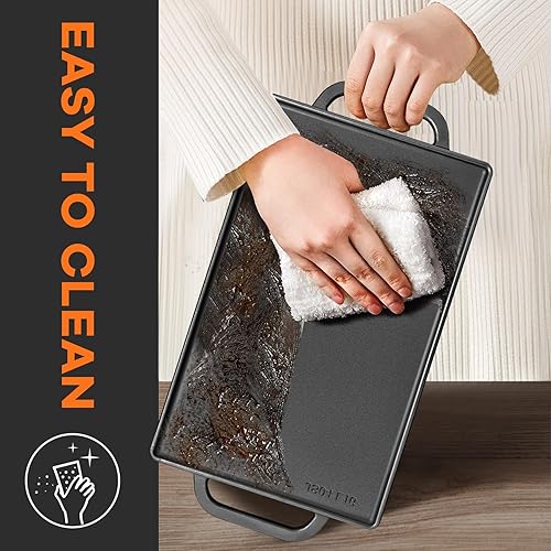 Miniatura 7 de GGC Parrilla reversible de hierro fundido, sartén de doble cara perfecta para parrillas de gas y estufas, 13 x 8.25 pulgadas rectangular para