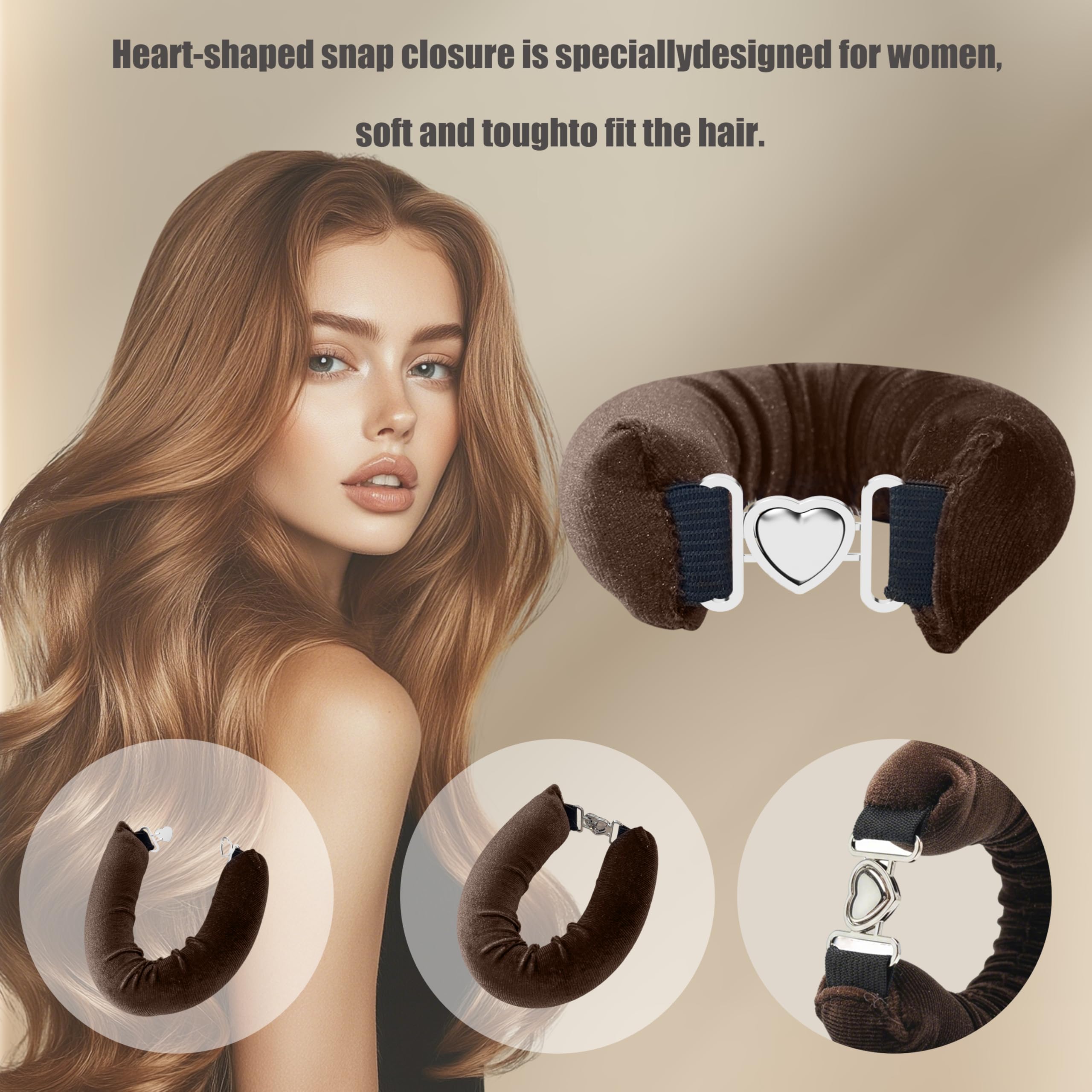 Heatless Curls Overnight Hair Curlers - 4 Pcs No-Heat Curling Rod to Sleep In and Shower Cap,Velvet Hair Rollers with Satin Wrap (new packaging) - 3