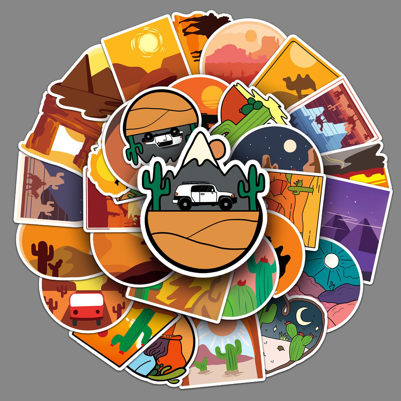 Snapklik.com : 50 Pcs Desert Adventure Travel Stickers For Water Bottle ...