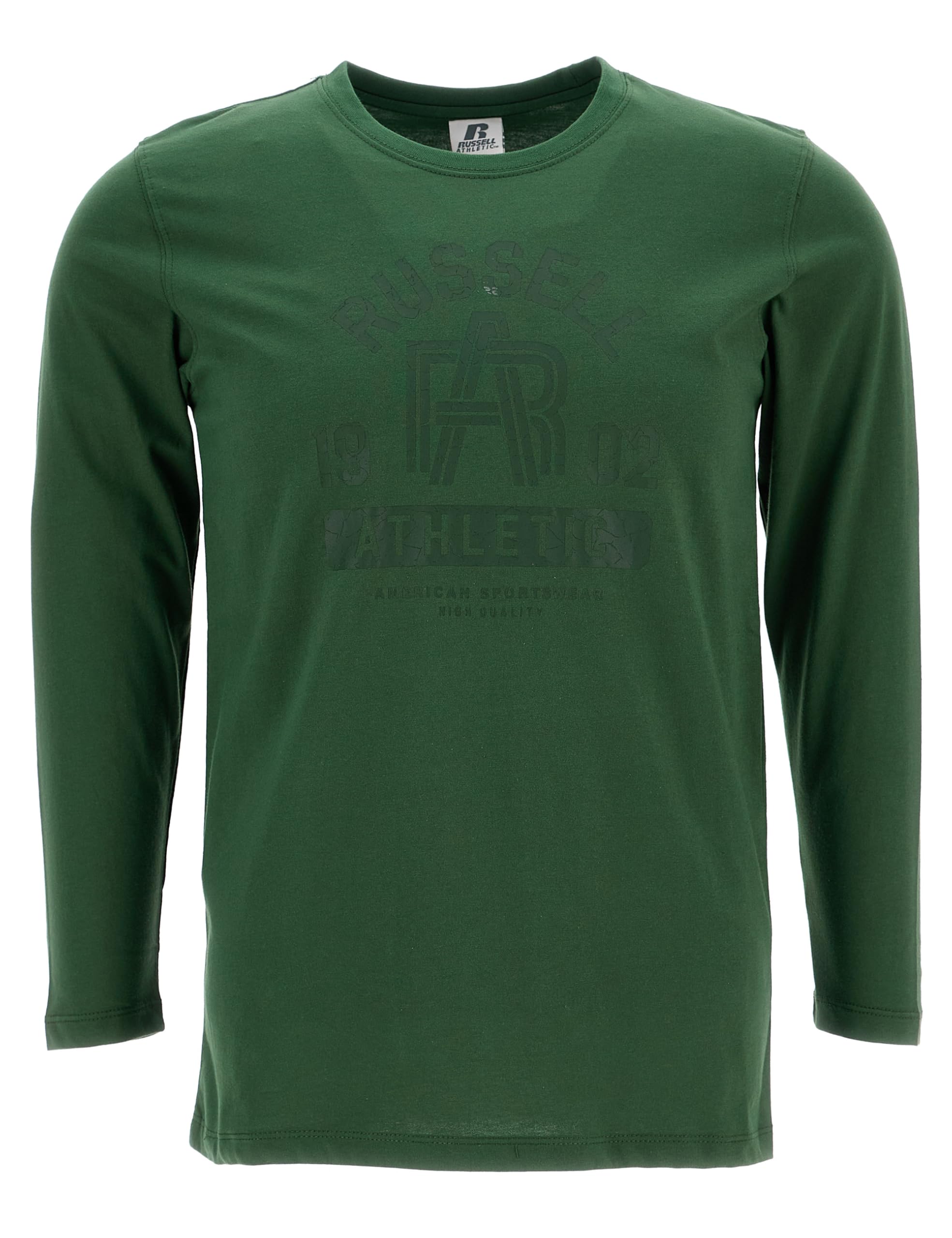 Russell Athletic L/S Crewneck tee T-Shirt, Dark Green, 164cm Unisex Kids, Dark Green, 164