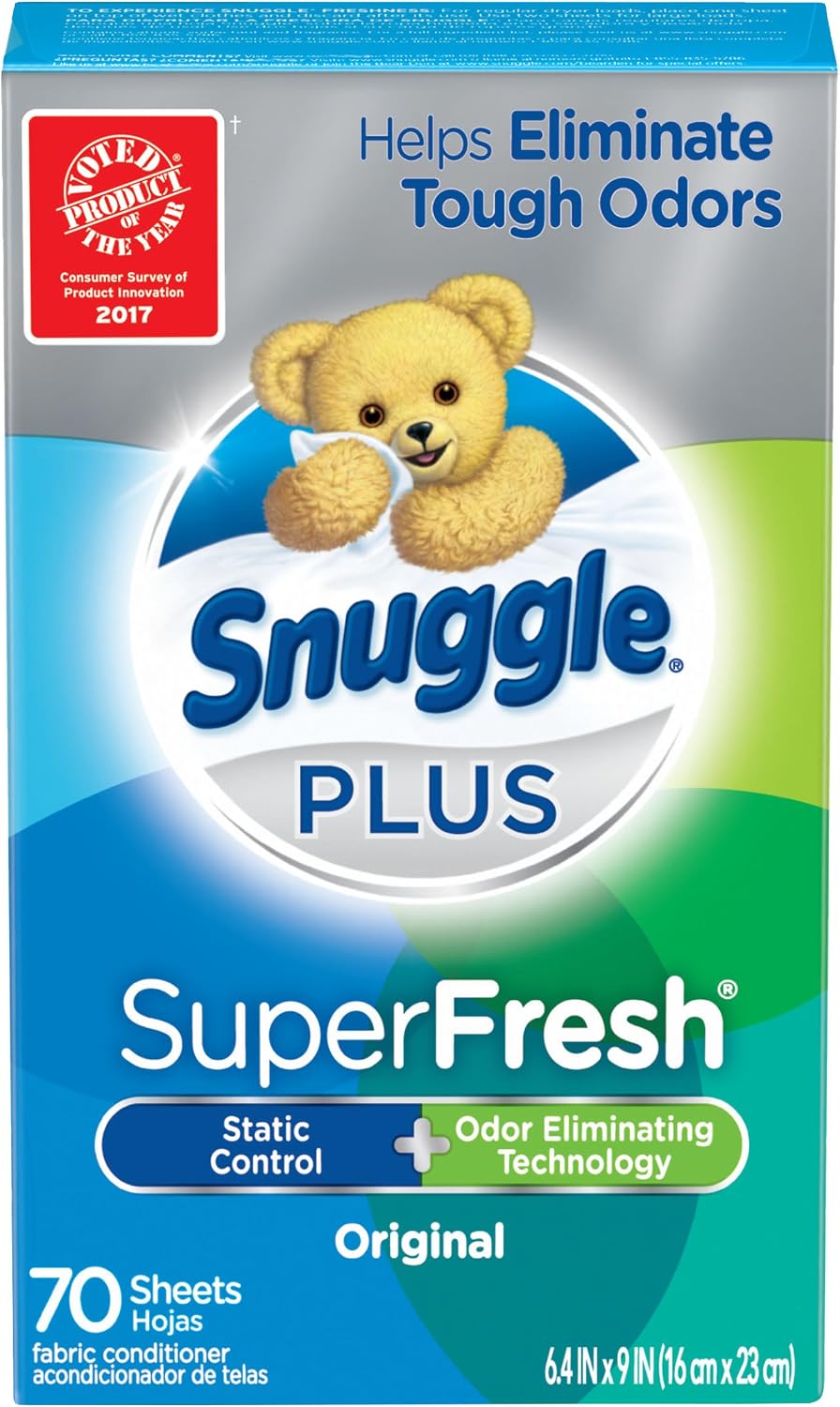 Snuggle Plus Super Fresh Fabric Softener Dryer Sheets with Static Control and Odor Eliminating Technology, EverFresh, 70 Count