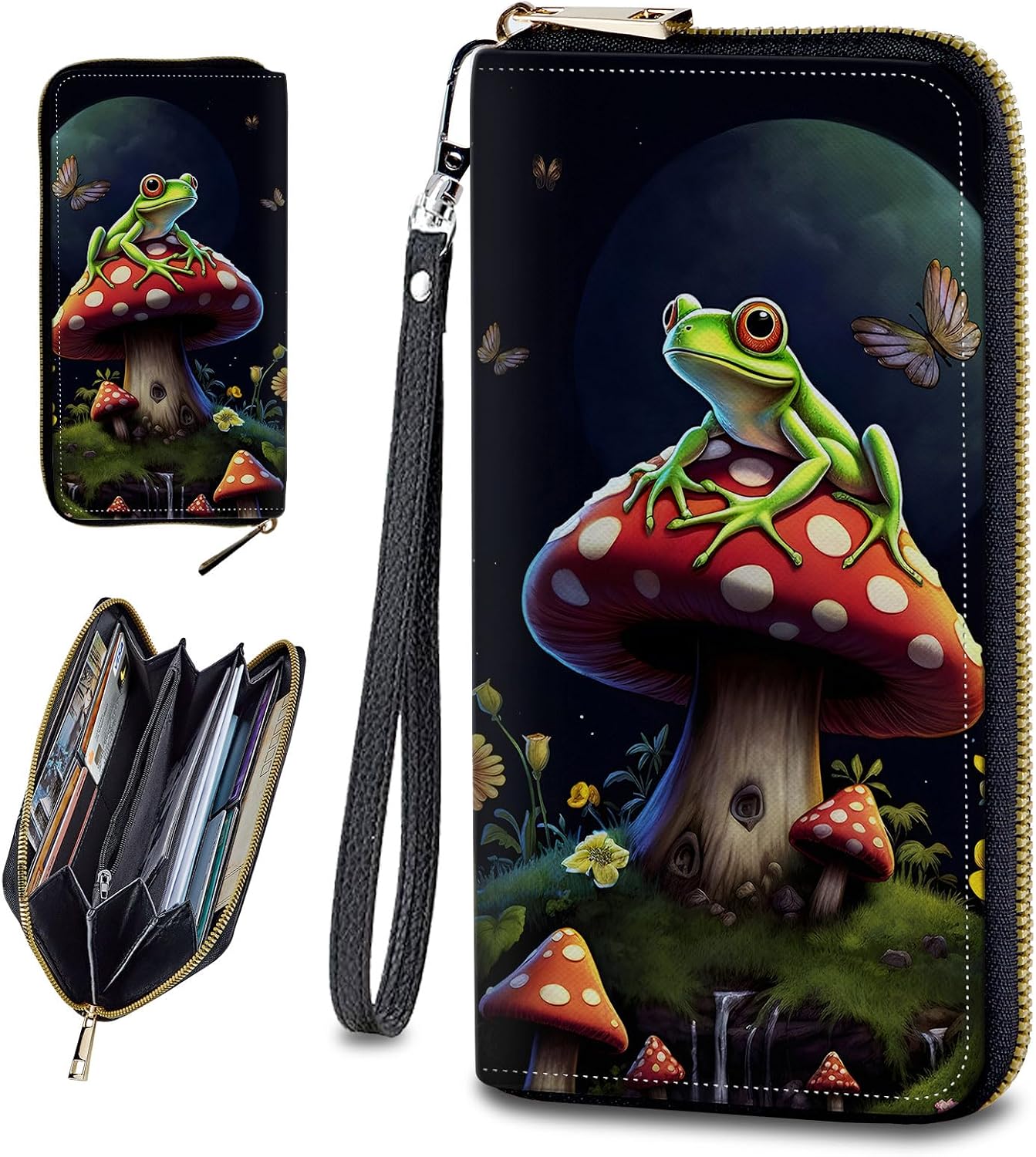 Wristlet Wallets For Women With Card Holder Zipper Pocket,Slim PU Leather women's Wallet Clutch
