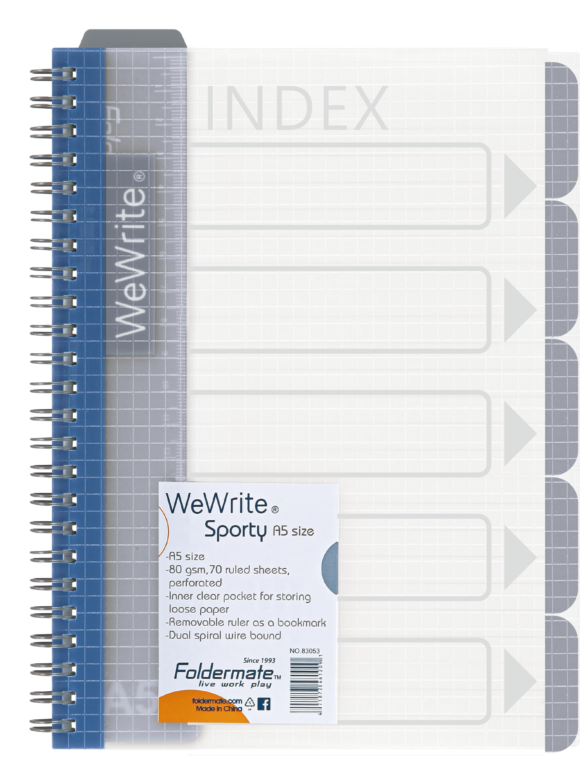 Foldermate 5 Subject notebook A5 |150 Sheets |Perforated, Ruled, 80gsm | Asstored Colors