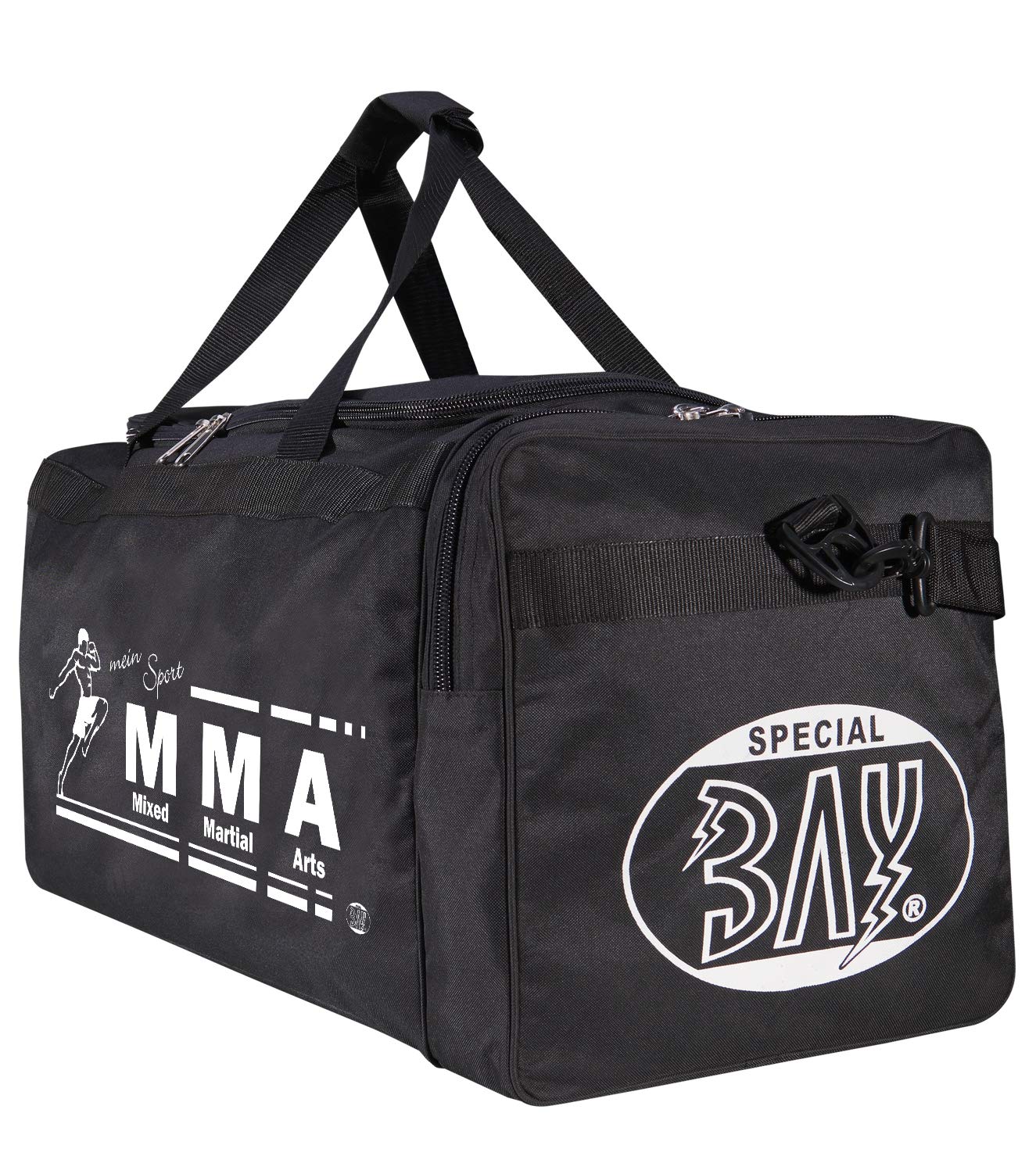 BAY XL Sporttasche Mein Sport Mixed Martial Arts MMA Fight Fighting Muaythai Mix Art UFC, Tasche, Trainingstasche, Thaiboxtasche Bag, schwarz, 70 x 32 x 30 cm Thailand Käfigkampf Käfigfight Motiv