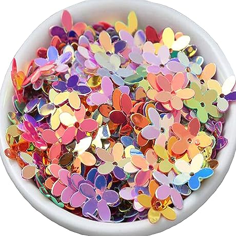 18 Colors of 10mm Five Leaf Flower Sequins for Arts and Crafts (3200Pcs)