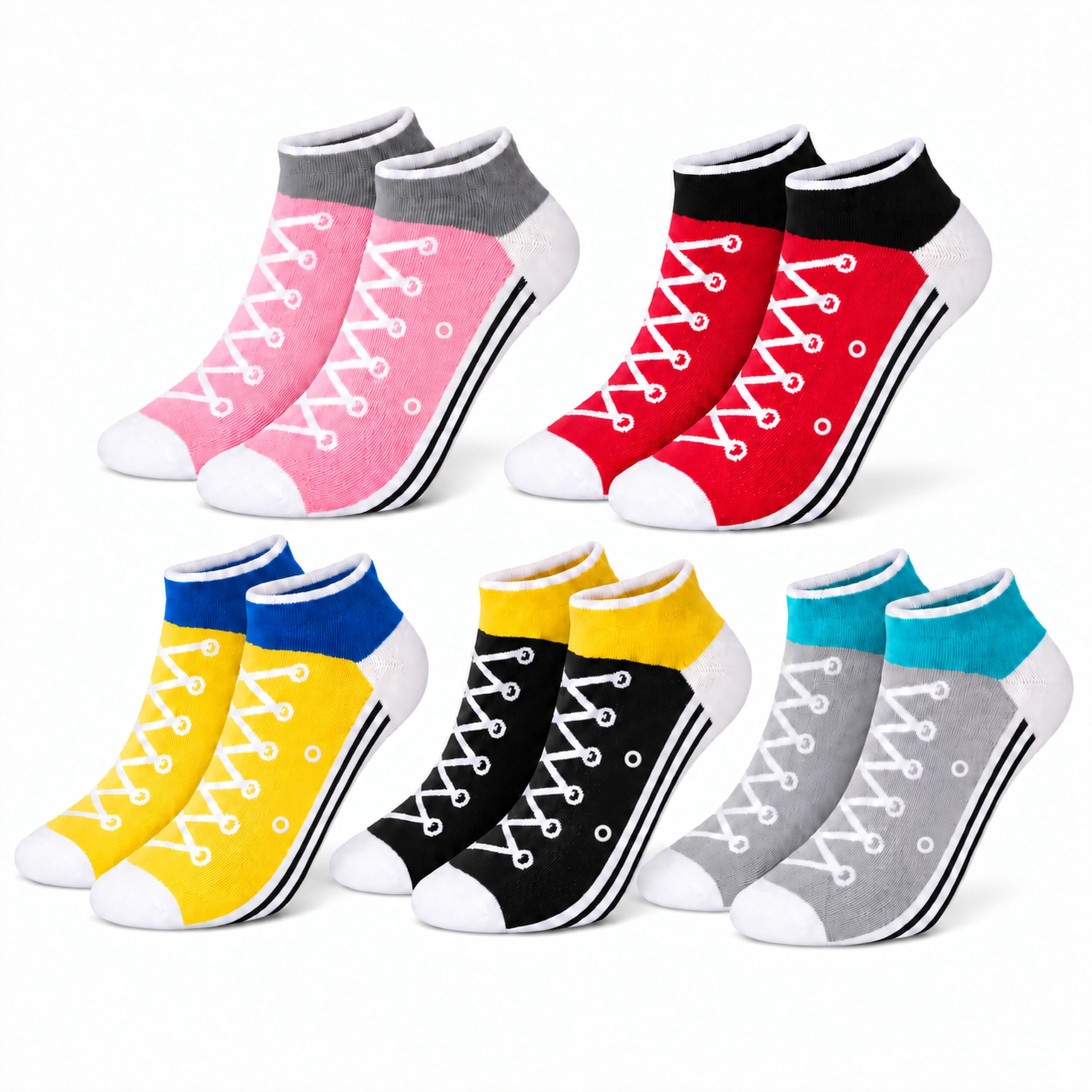 KONY Women's Sneaker Pattern Ankle Socks Gifts for Women Teen Girls 5 Pairs